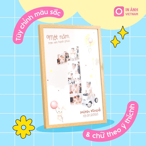 Thiết kế ảnh tạo hình số “1” – biểu tượng mốc sinh nhật đầu tiên ý nghĩa.