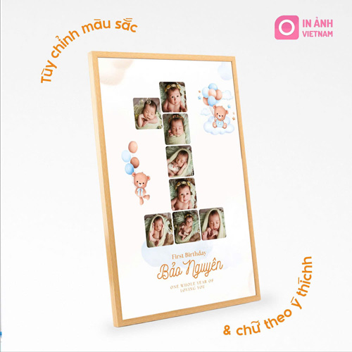 Khung ảnh sinh nhật tạo hình số tuổi – lưu lại 1 năm đầu đời của bé yêu.